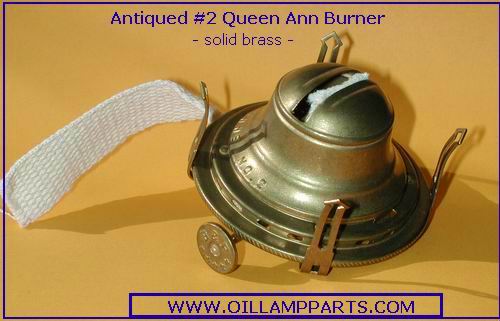#2 solid brass Queen Anne oil lamp burner