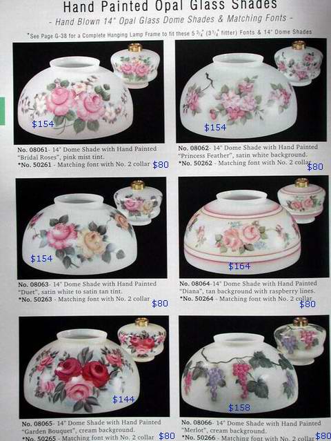 hanging oil lamp shades & fonts